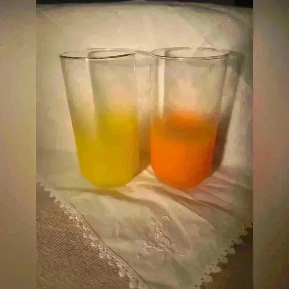 Citrus Blendo  Style Glass Libbey Satin Tumblers (2) - Picture 4 of 5